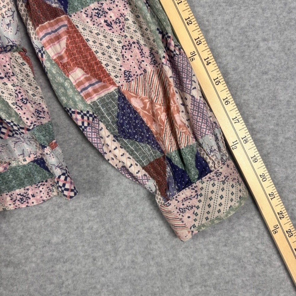 American Eagle Patchwork Peasant Blouse Multicolo… - image 3